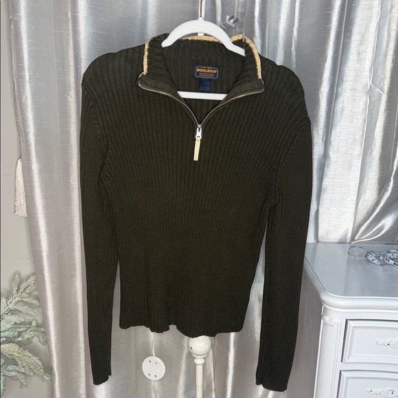 Woolrich Sweaters - Vintage Woolrich Olive Green Quarter Zip Sweater